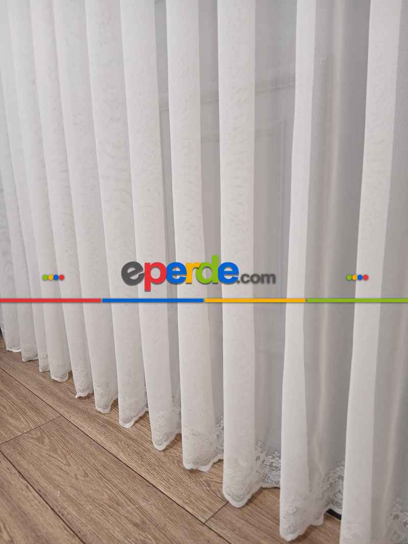 Oturma Odası - Taç Cemre Düz Örme Yeşil Kırışmaz Ütü İstemez Tül Perde