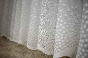 Puantiyeli Örme Tül Perde- Ekru