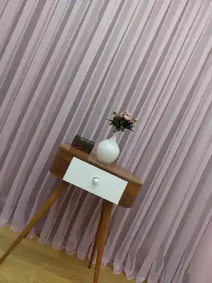 Toz Pembe Ekru Degrade Geçişli Düz Tül Perde- Pembe-pembe Açık-ekru - Kurşunlu Tül