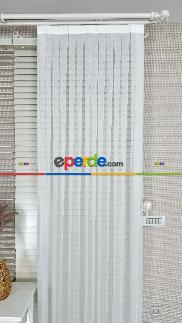 Ekru Etek Ucu Özel İplik Gri Damask Brode İşlemeli Tül Perde - Ağır Gramajlı Premium Nakışlı