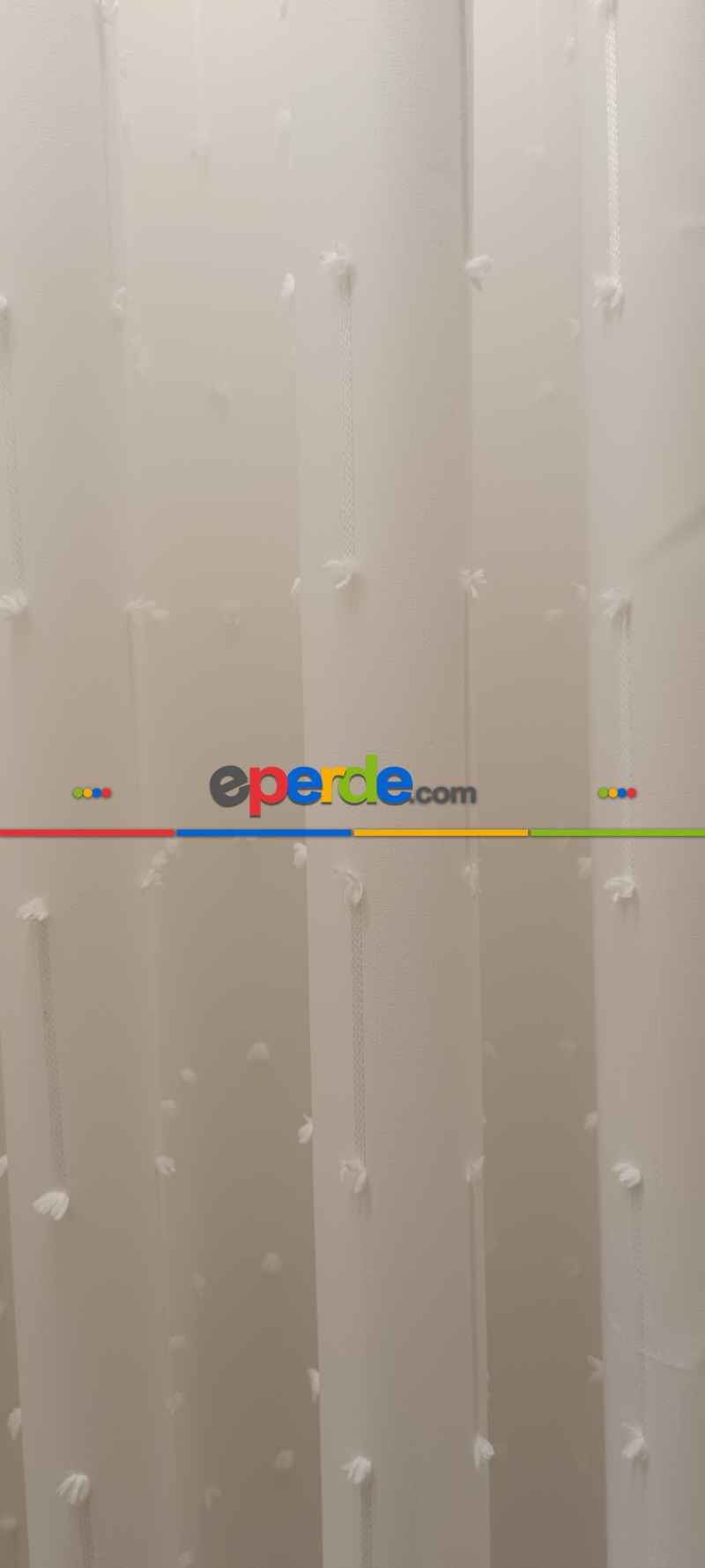 Yeni Nesil Ponpon Saçak Detaylı Tül Perdeler Ekru Renk