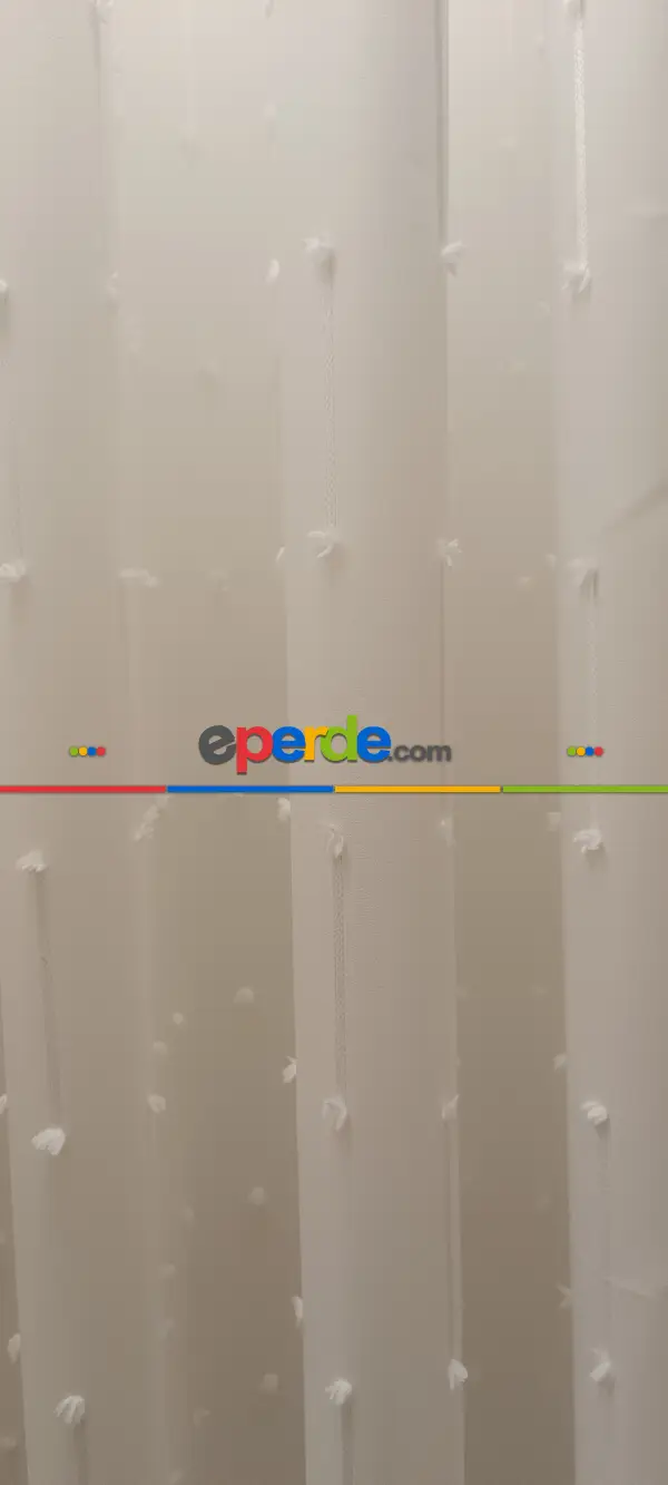 Salon - Yeni Nesil Ponpon Saçak Detaylı Tül Perdeler Ekru Renk