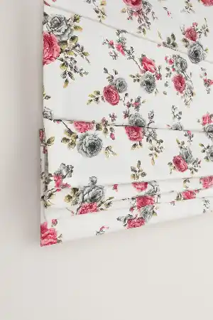 Mutfak Pembe Çiçekli Ütü İstemez Vintage Katlamalı Modern Mutfak Çocuk Odası Perdesi