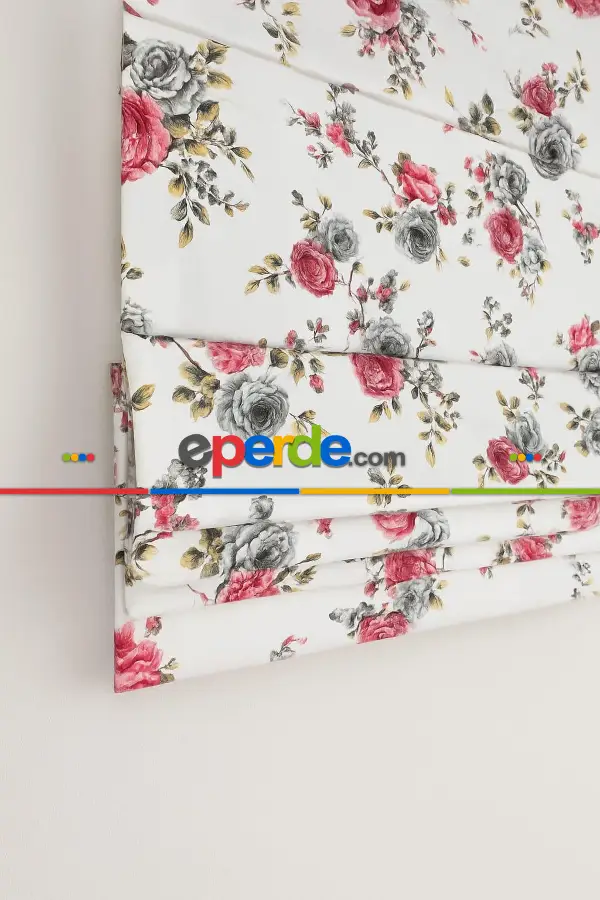 Mutfak Pembe Çiçekli Ütü İstemez Vintage Katlamalı Modern Mutfak Çocuk Odası Perdesi