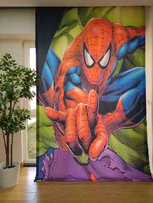 Spiderman Örümcek Adam Fon Perde - Çocuk Odası Perdesi- Yeşil-Mavi-Kırmızı-Mor 170cm X 240cm 