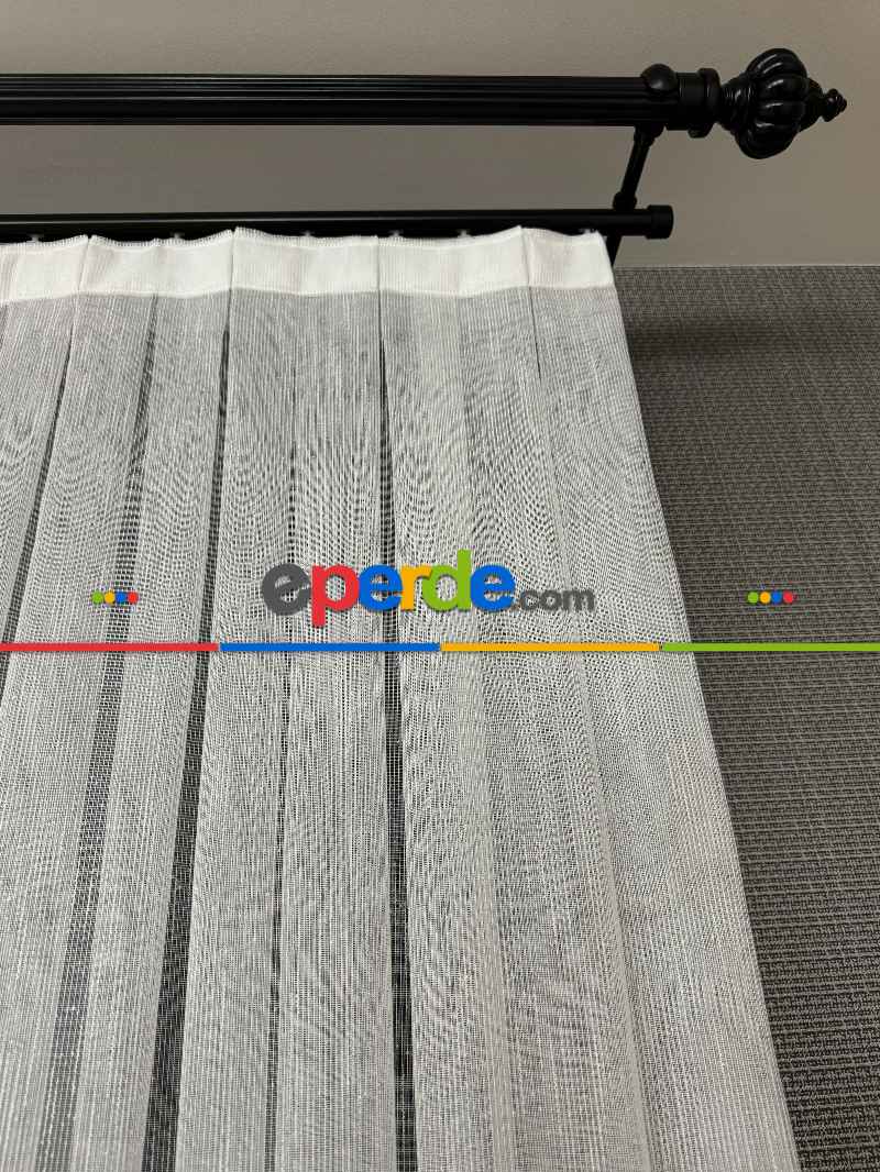 Mutfak Tül Şantuk İplikli Düz Tül - Ütü İstemez - Kurşunlu Tül