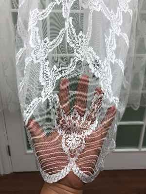 Kısa Boylu Tül Perde - Özel Örme Dokulu Tül Perde - Ekru Renk