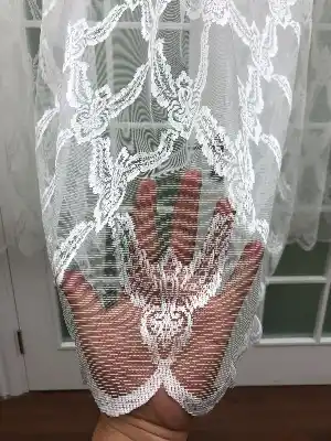 Kısa Boylu Tül Perde - Özel Örme Dokulu Tül Perde - Ekru Renk