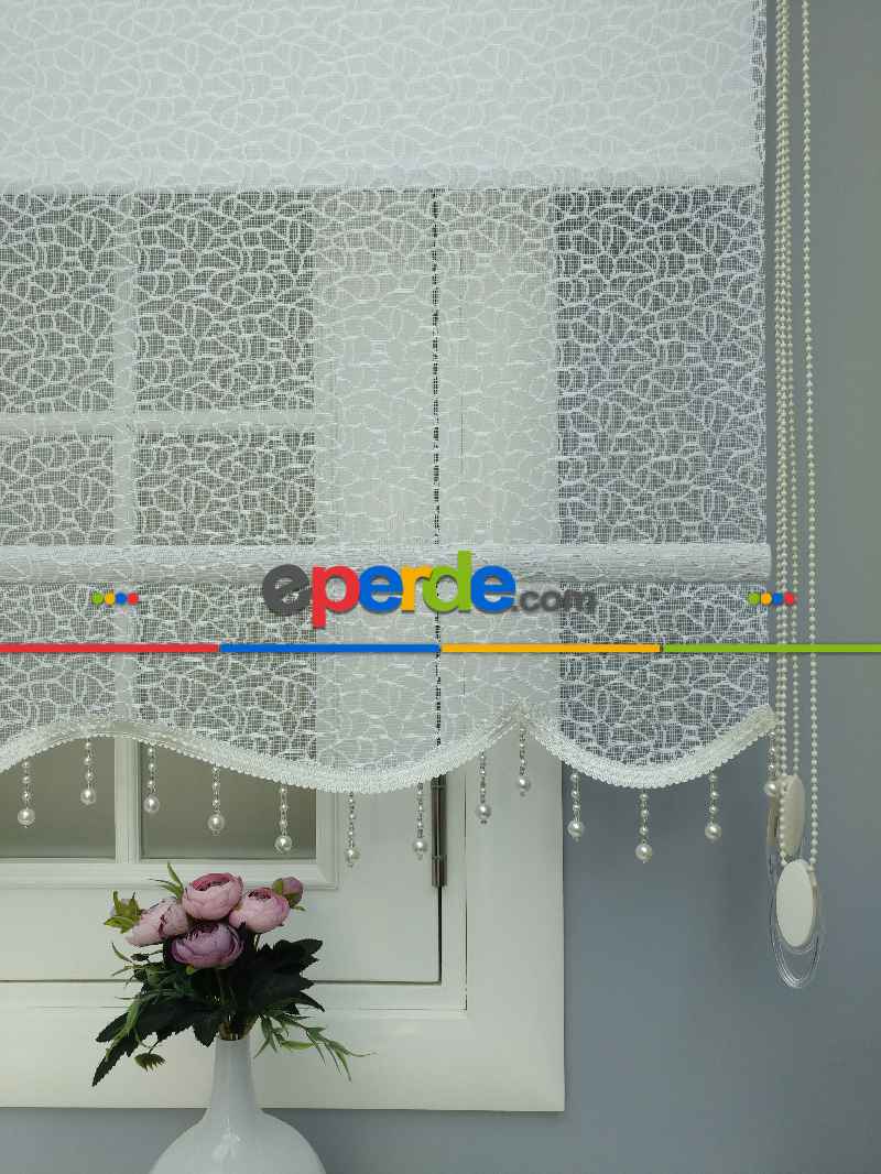 Brillant - Stor Perde - Çiftli Sistem Tül Ve Stor Perde - Petek Desen- Krem Açık-ekru