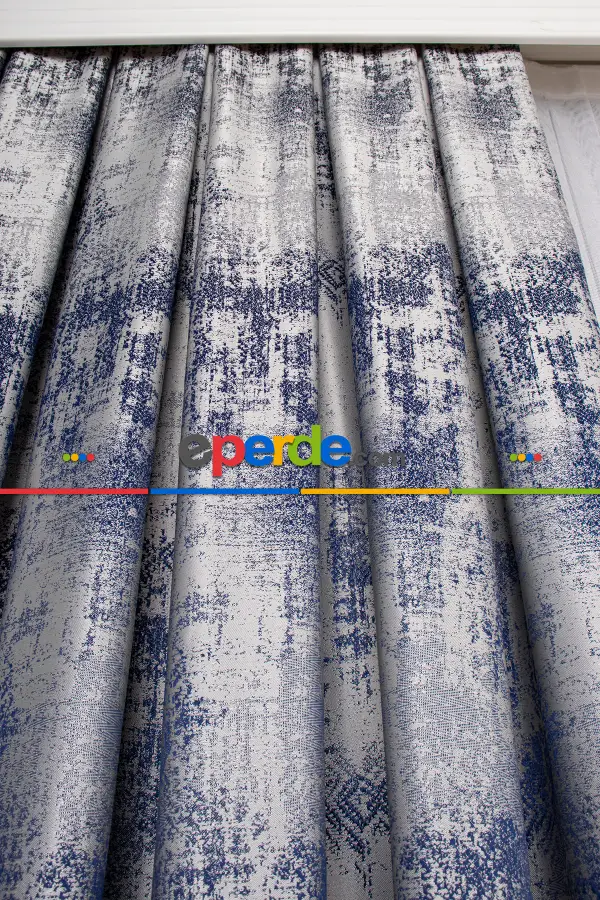 Jakar Dokuma Fon Perde - Mavi - Gri