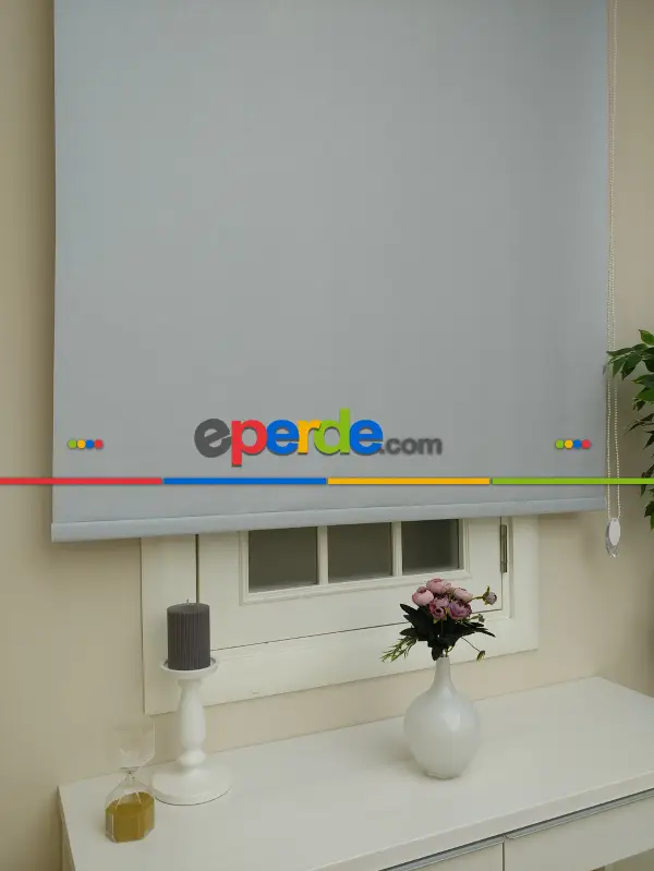 Salon Stor Perde - Gri Stor Perde Pastel Simli Serisi (pvc Kaplama) Kalın Dokulu- Gri Simli