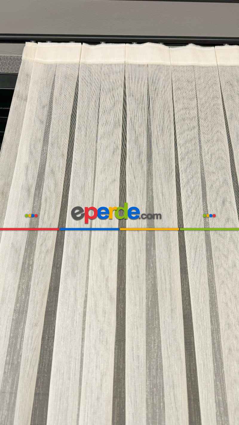 Ütü İstemeyen Koyu Krem Keten Şantuk Tül Perde - Armür Dokuma Kurşunlu Tül Perde