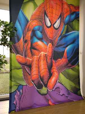 Spiderman Örümcek Adam Fon Perde - Çocuk Odası Perdesi- Yeşil-Mavi-Kırmızı-Mor 170cm X 240cm 