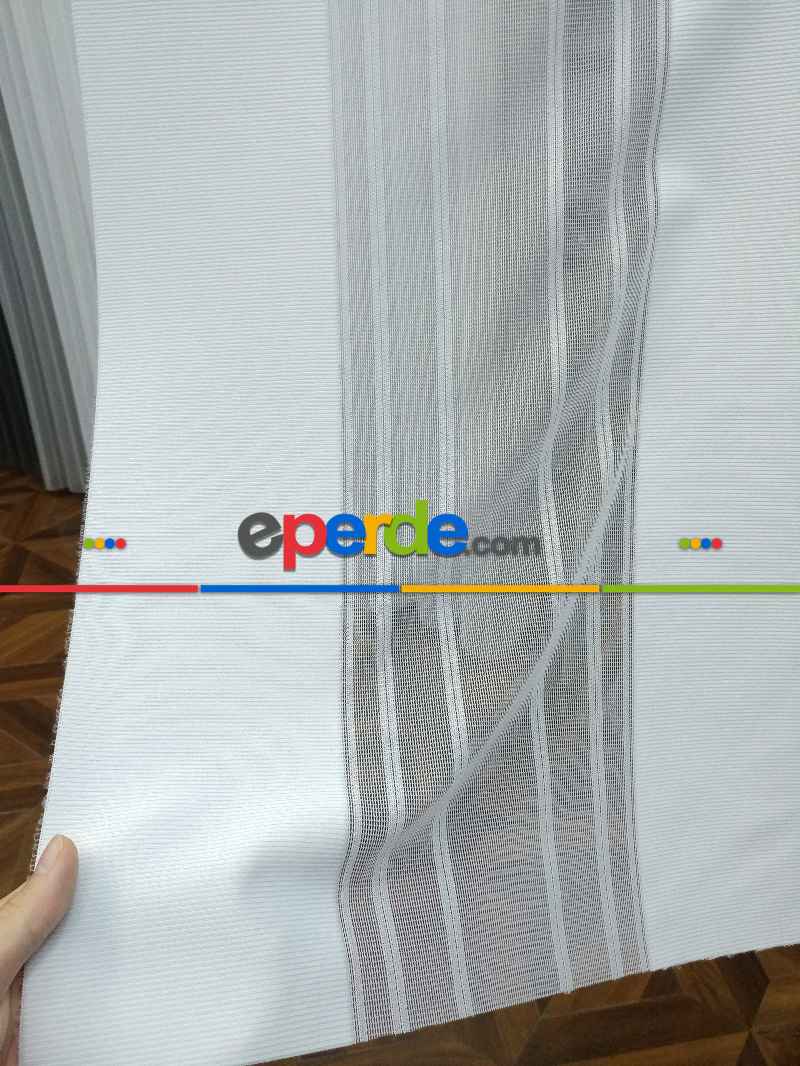 Mutfak - Lens Akıllı Dikey Tül Perde 110- Beyaz-gümüş-antrasit