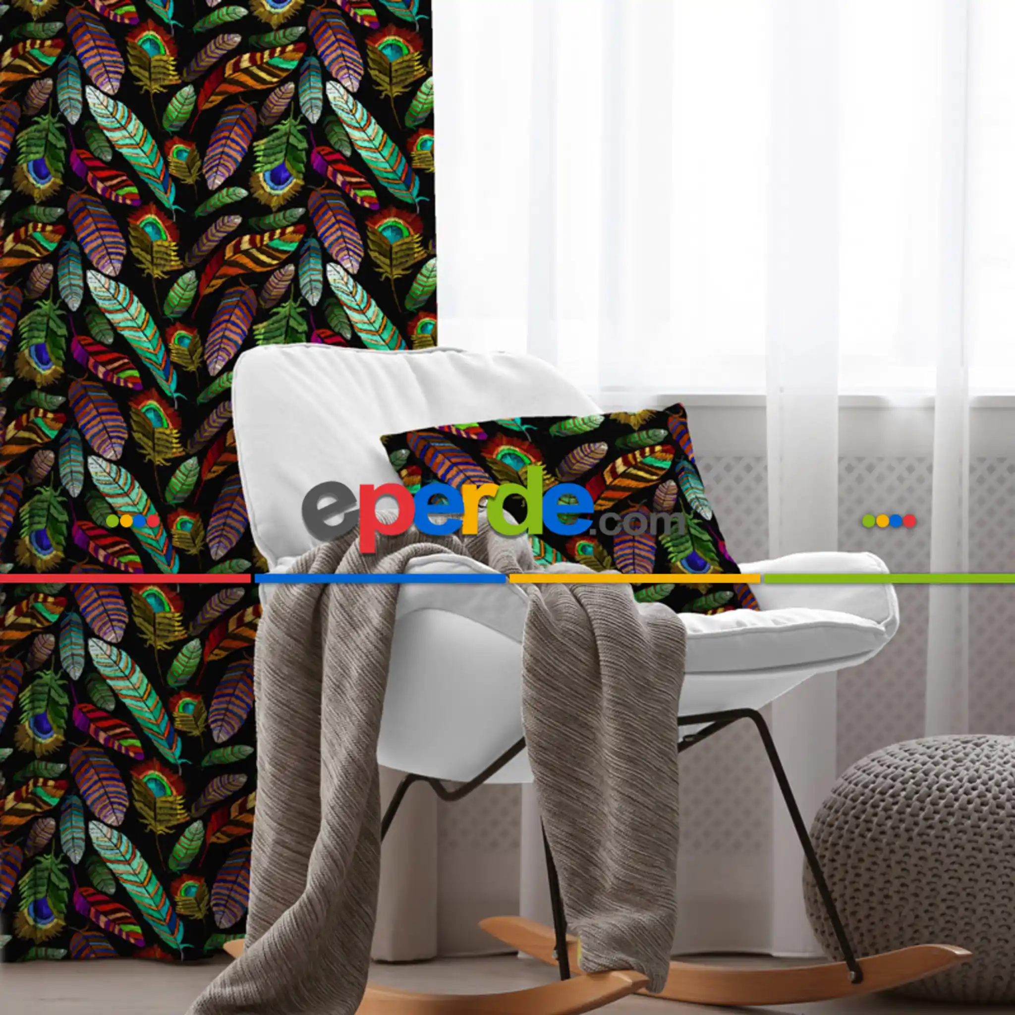 Kuşlu Fon Perde Evim 316 Kumaşı Kalındır Duck Bezi Değildir