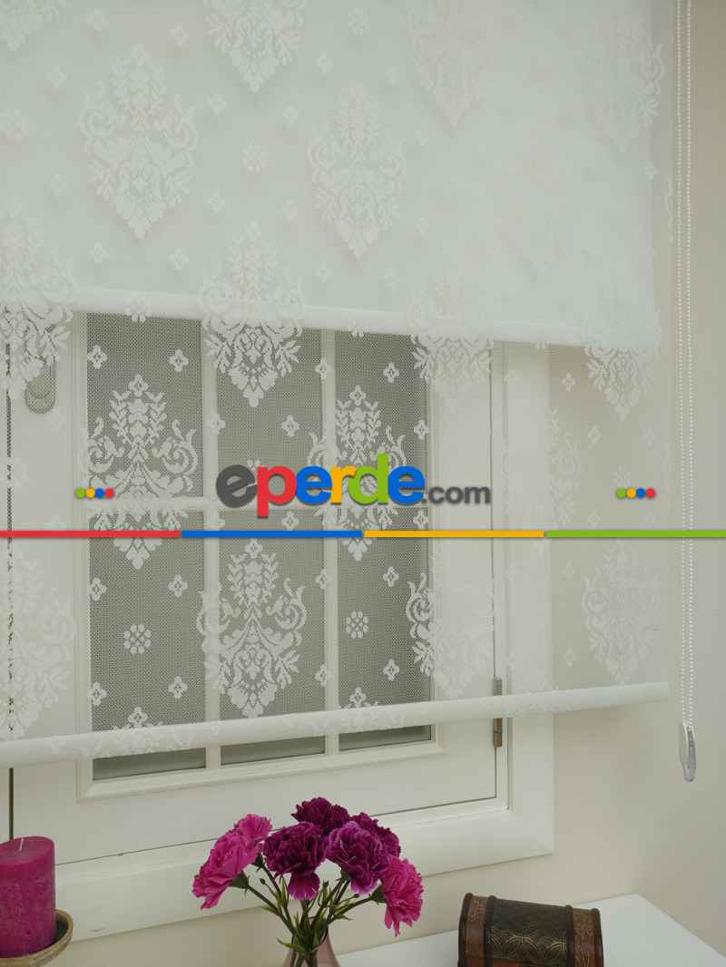 Mutfak Tül Stor Perde - Çiftli Sistem- Ekru