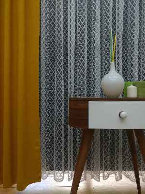 Damask Desen Fransız Dantel Örme Tül Perde & Kruvaze Perde- Ekru