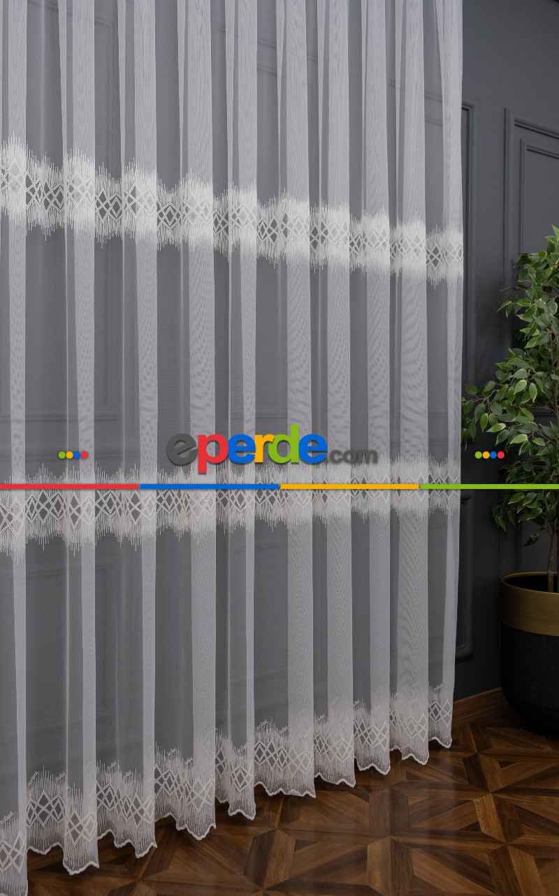 Brillant Brita Desen Tasarım Model İşlemeli Tül Perde