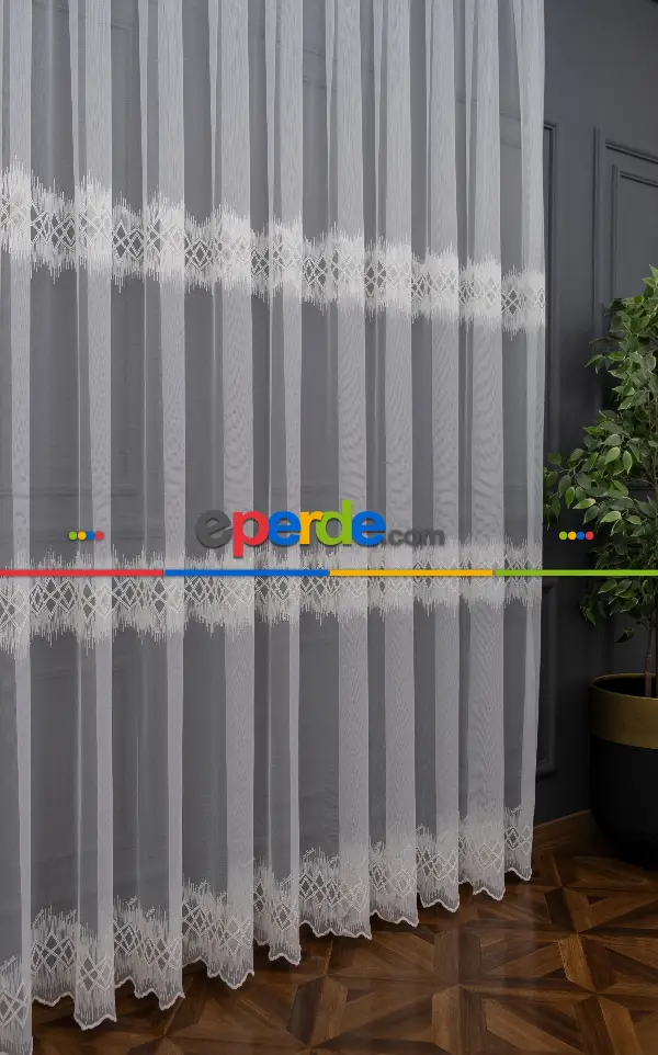 Brillant Brita Desen Tasarım Model İşlemeli Tül Perde