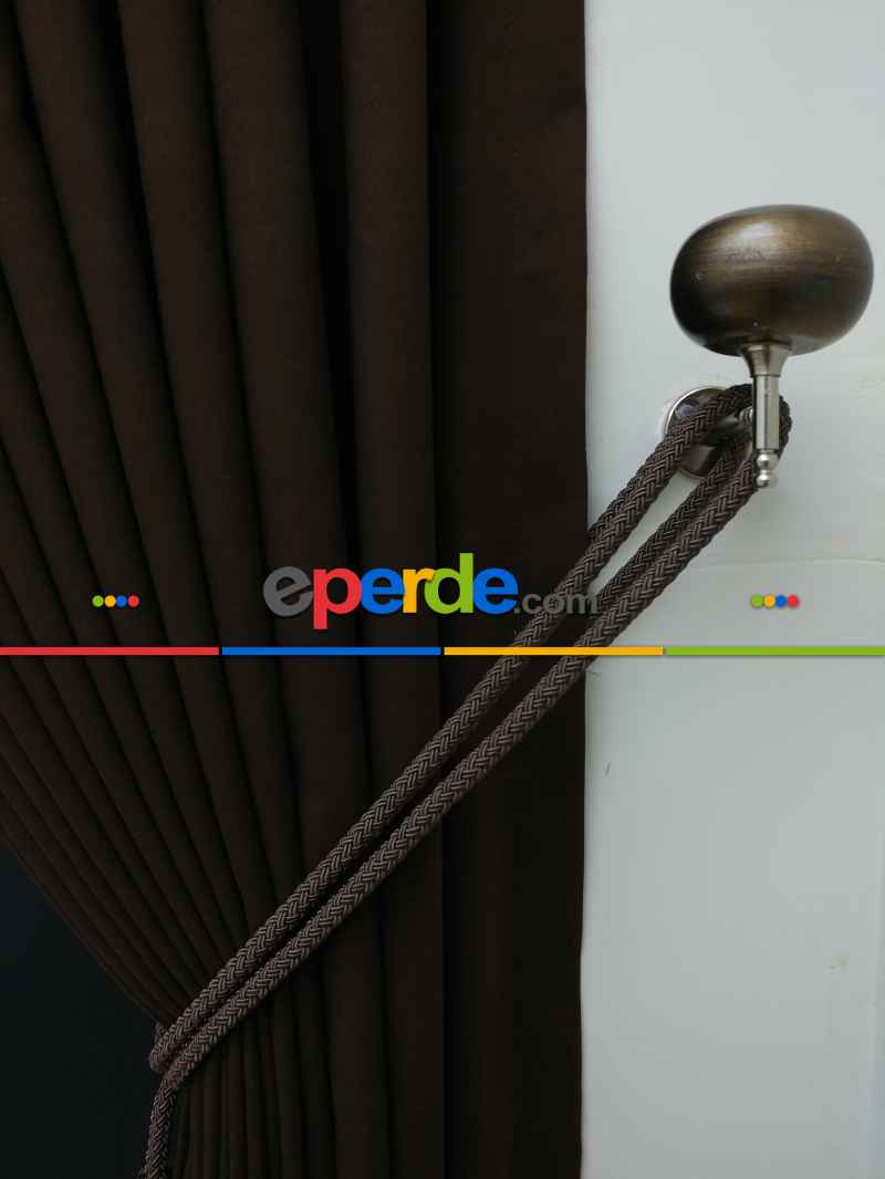 Düz Renk Dökümlü Fon Perde (150)- Kahverengi