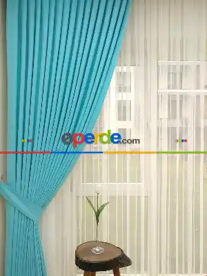 Turkuaz - Düz Fon Perde ( En 180cm Dökümlü Fon Perde)- Turkuaz