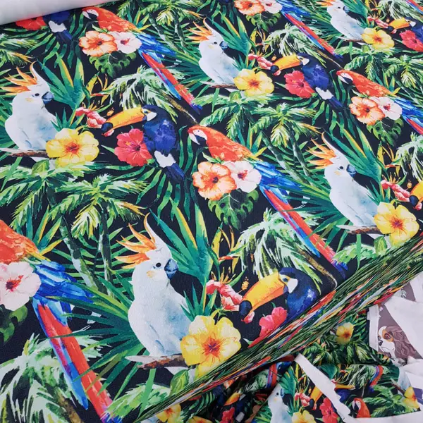 Tropikal Desenli Fon Perde K498 T - Kumaşı Kalındır Duck Bezi Değildir.- Yeşil-Çok Renkli