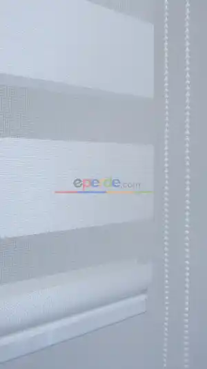 Düz Bambu Zebra Perde Beyaz- Beyaz