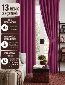 Salon - Mürdüm Karartma Blackout Güneşlik Fon Kalın Perde