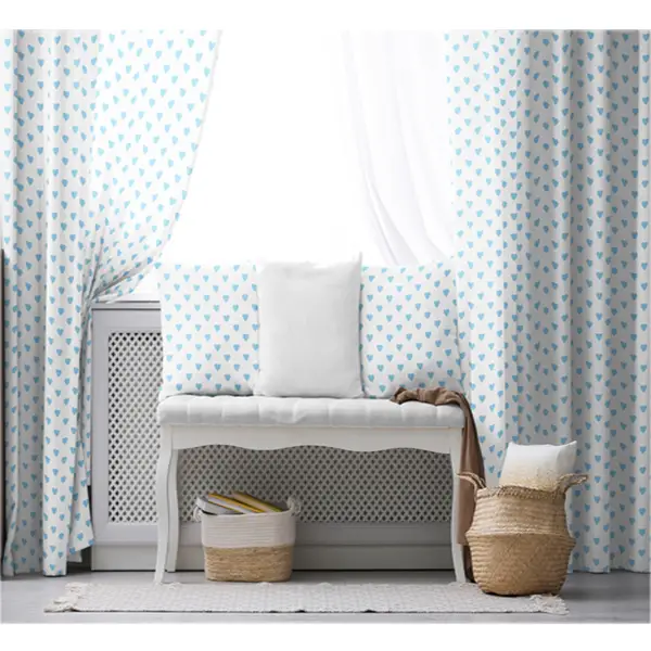 Çocuk Odası - Çocuk Fon Perde Evim1616-5 Kumaşı Kalındır Duck Bezi Değildir- Mavi-beyaz