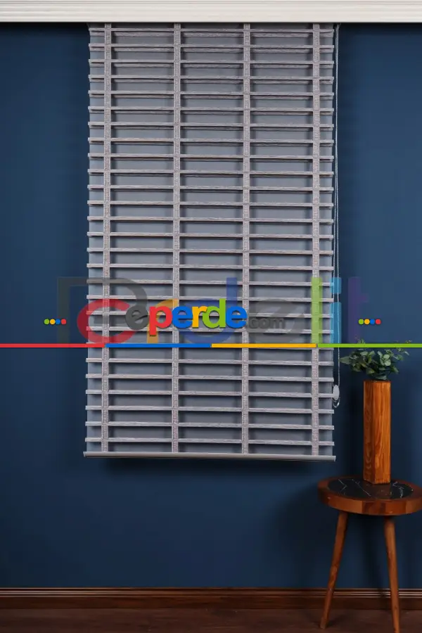 Gri 50mm Silüet Kumaş Jaluzi Perde