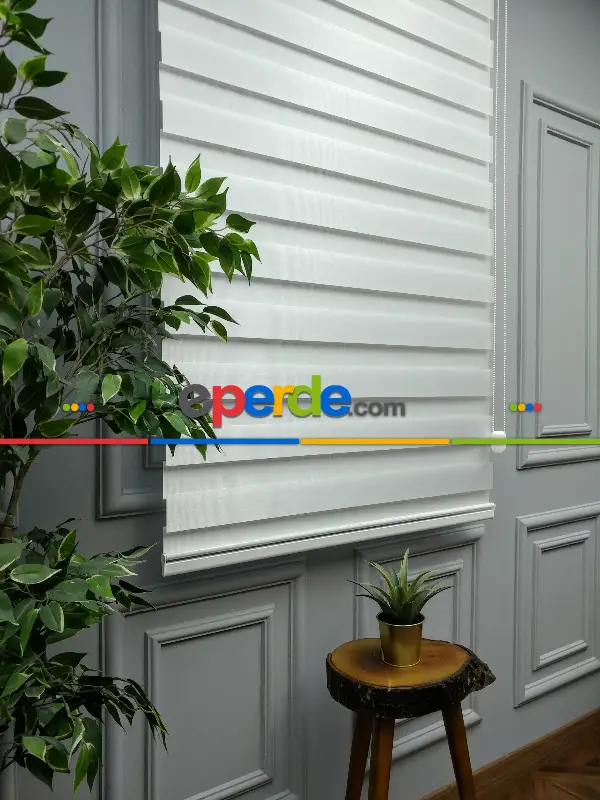 2025 Sezonu - Zebra Perde - Bambu Zebra Perde- Beyaz