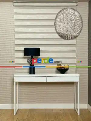 Hazır Ölçülü - Outlet - Krem Bambu Zebra Perde, Standart Metal Kasalı Yüksek Kalite 80cm X 240cm 