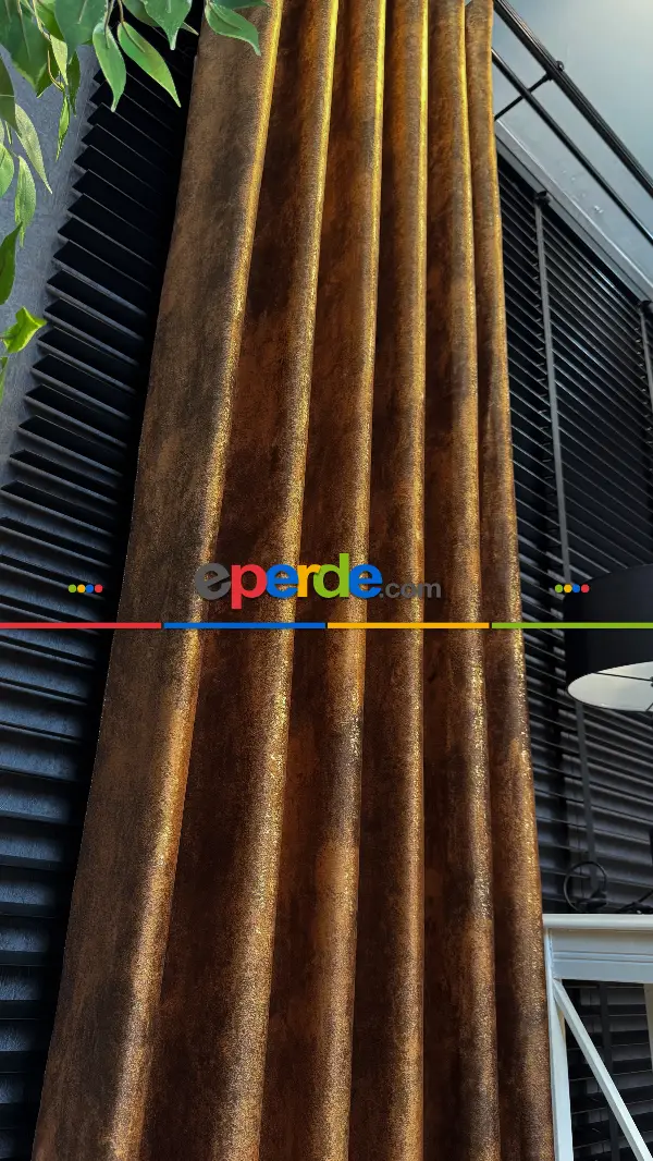 Premium İthal Kadife Altın Detaylı Fon Perde