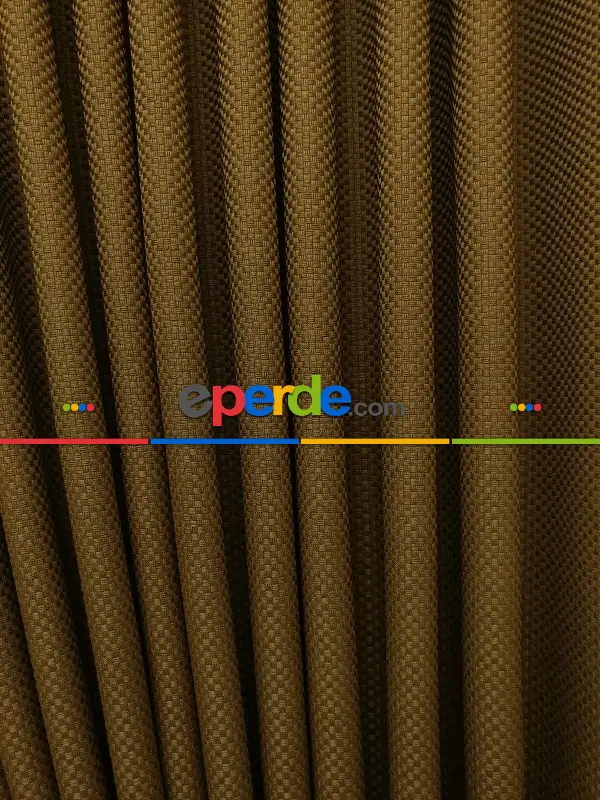 Kahve Hasır Düz Fon Perde