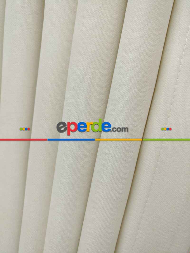 Krem Düz Sade Mutfak Fon Perde Yan Kanat Perdesi- Krem