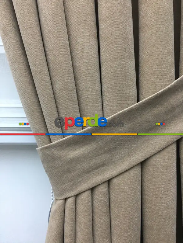 Açık Vizon Düz Fon Perde (280 Eninde)- Açık Vizon