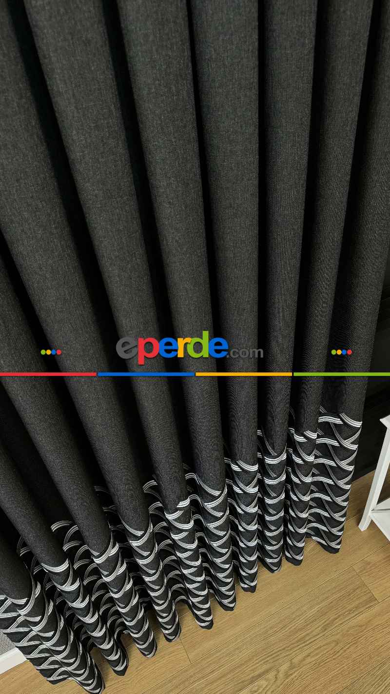 Chanan Gri Antrasit Pano Hasır Keten Jakar Dokuma Fon Perde