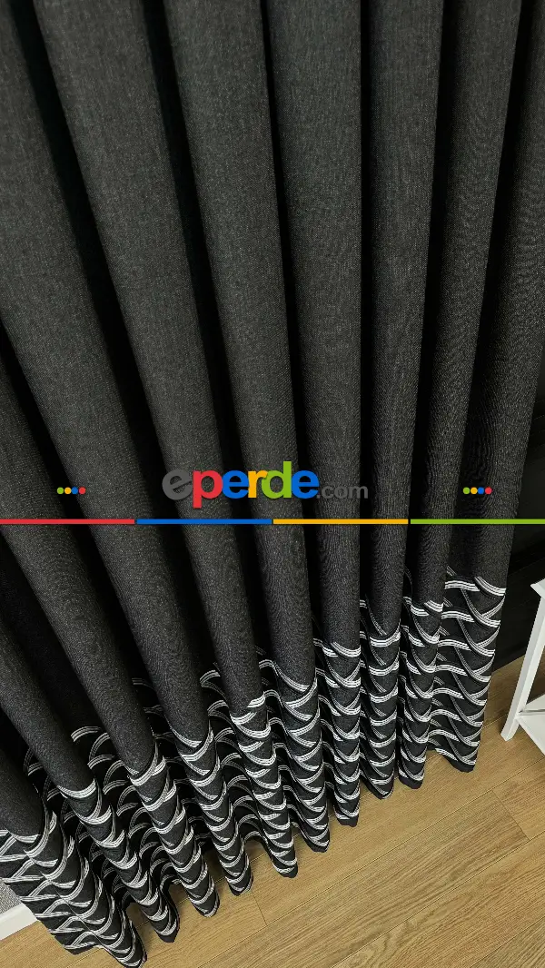 Chanan Gri Antrasit Pano Hasır Keten Jakar Dokuma Fon Perde