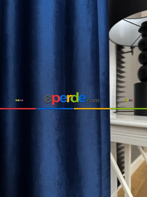 Yatak Odası - Koyu Lacivert İthal Kadife Fon Perde, Premium Kalite Serisi Kadife Fon Perde