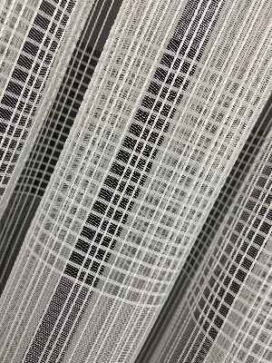 Mutfak - Zincir Çizgili Tül Perde Ekru Renk Kırık Beyaz- Ekru