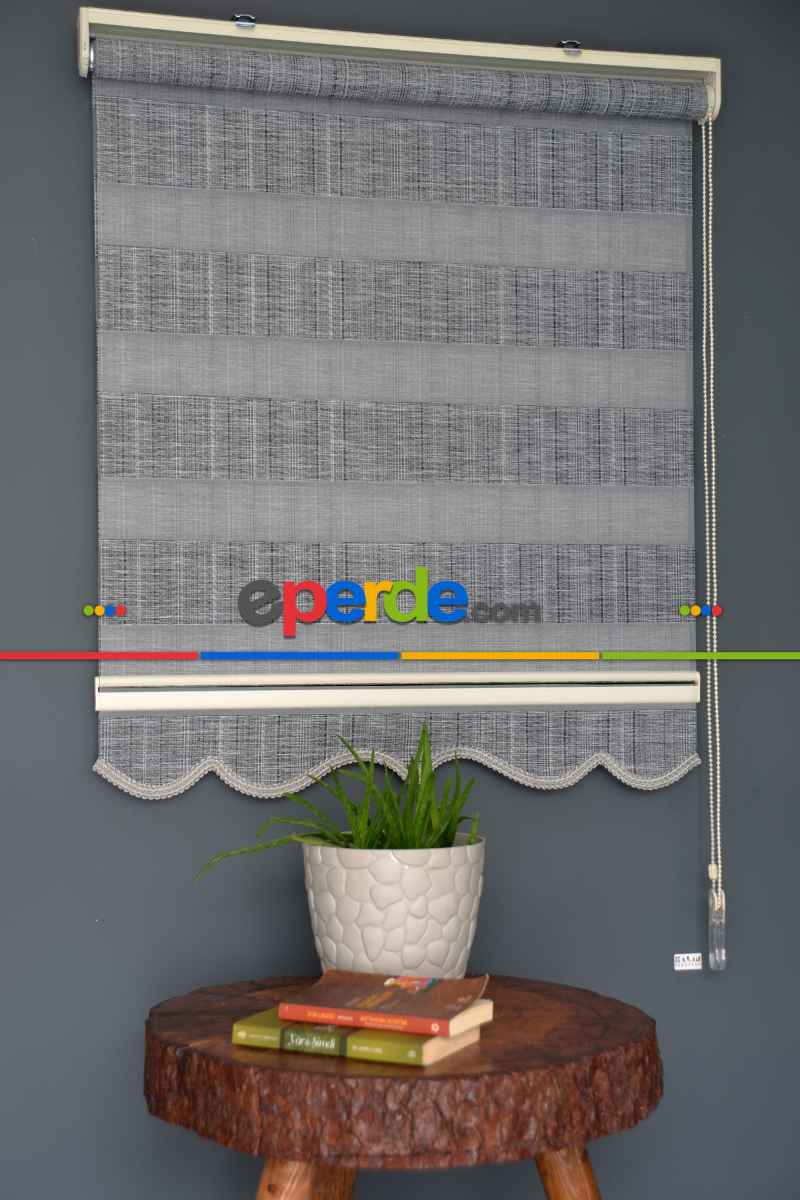 Halim Perdesan Jk-288 Siyah & Beyaz Renk Etekli Veya Eteksiz Zebra Stor Perde