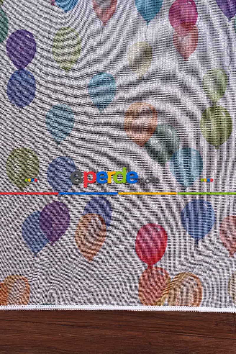 Balon Desenli Baskılı Tül Perde