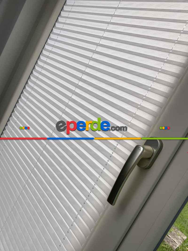 Mutfak - Plisel Perde, Ekru Diamond Seri Cam Balkon Perdesi 1. Kalite Matkapsız Montaj Yaylı Sistem