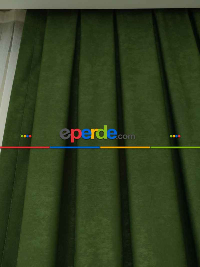 Soft Çimen Yeşili Fon Perde (180)- Yeşil Koyu Yeşil