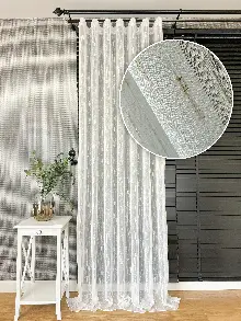 Mutfak Sakallı Şantuk Tül Perde - Krem Altın - Ürün Videosu Açıklamada Vardır