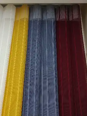 Salon - 1. Kalite Çizgili Tül Dikey Zebra Perde - Ft-35 Bordo , Ft-30 Açık Lila , Ft-16 Hardal , Ft-02 Ekru- Mavi