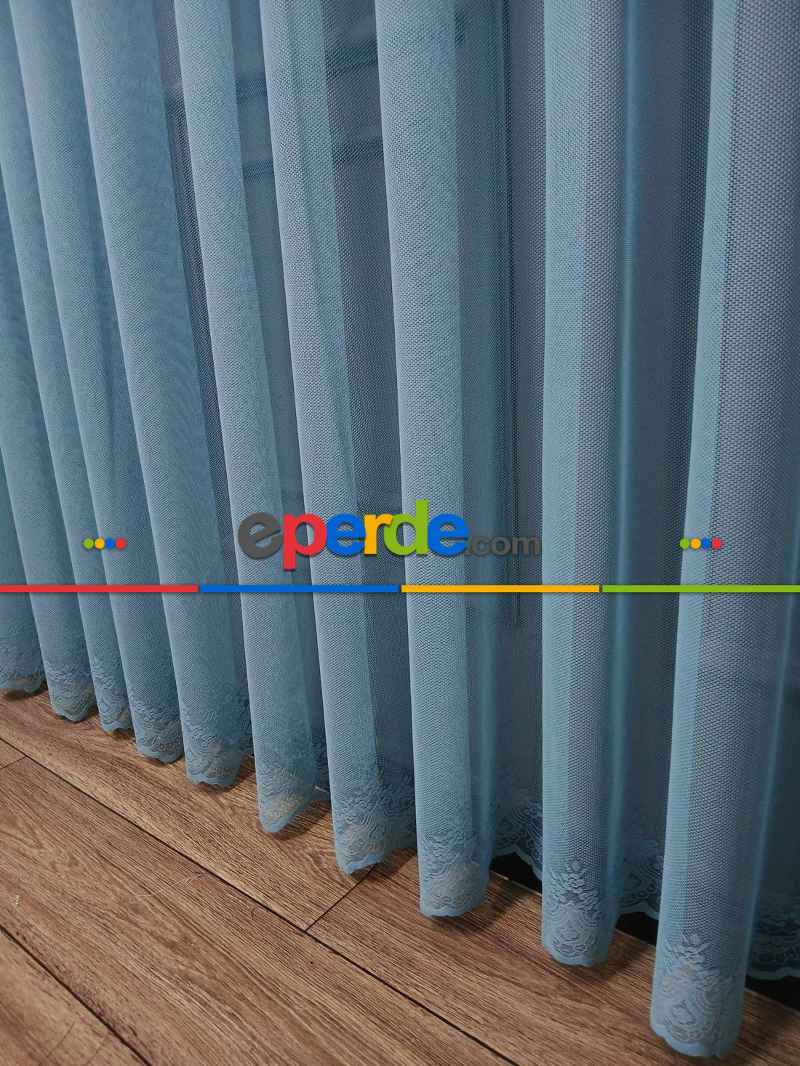 Taç Cemre Düz Örme Mint Tül Perde