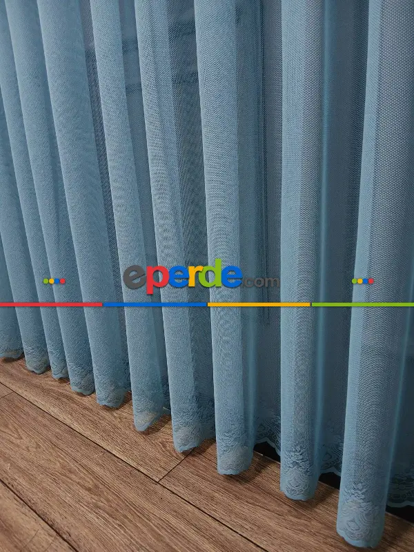 Taç Cemre Düz Örme Mint Tül Perde