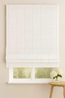 "katlamalı Tül Perde – Beyaz Keten Kenarı Şeritli Mekanizmalı Perde "