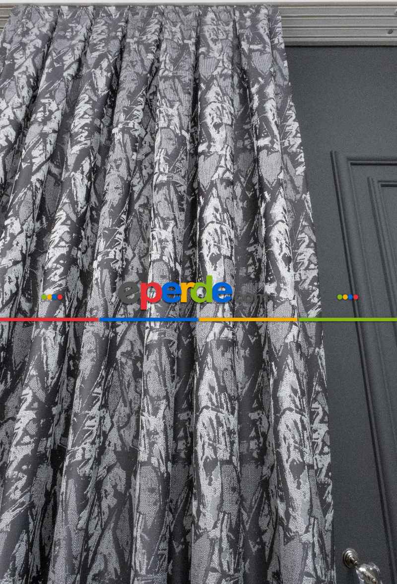 Jakar Dokuma Fon Perde Antrasit Gri